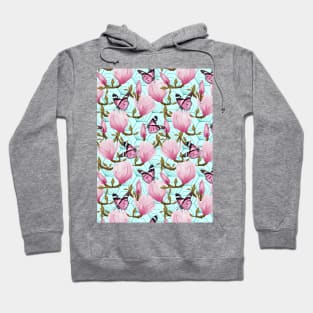 Butterflies And Magnolia Pattern Hoodie